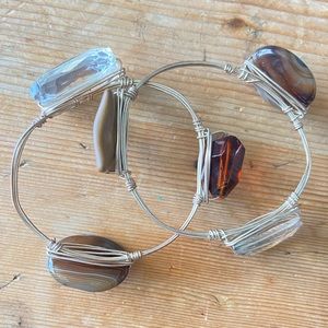 Set of two wire and stone bracelets
